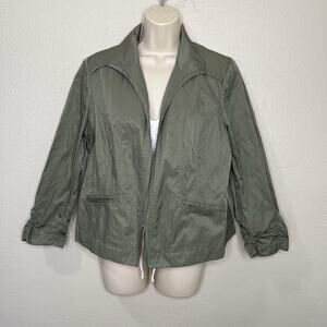Chico's Open Front Blazer Jacket Women's Size 1 MediumLong Sleeve Green